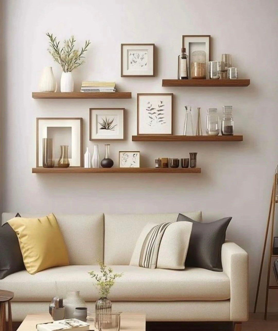 Quad Floating Wall Unit – 4-Shelf Display System (1.5ft + 2ft + 2ft + 3ft) - Walnut