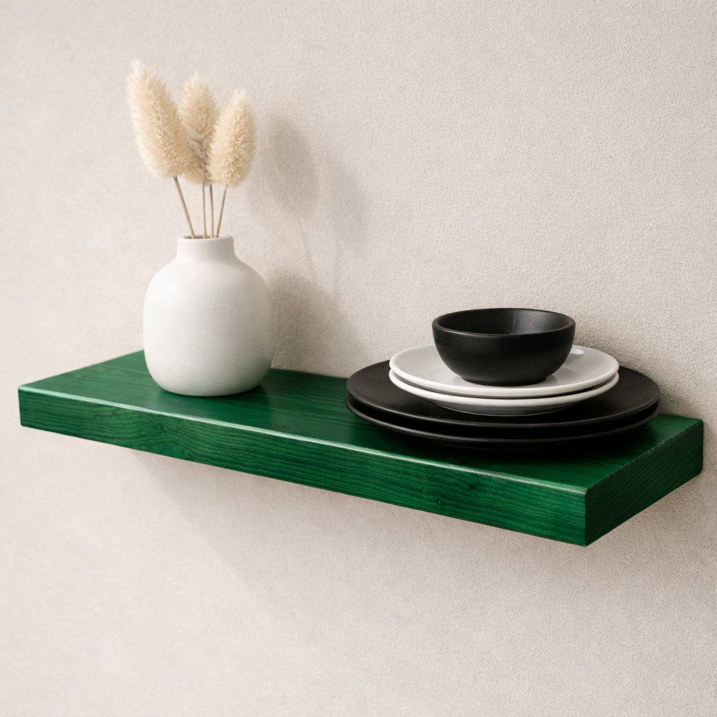 Floating Shelf - Green High-Gloss Finish