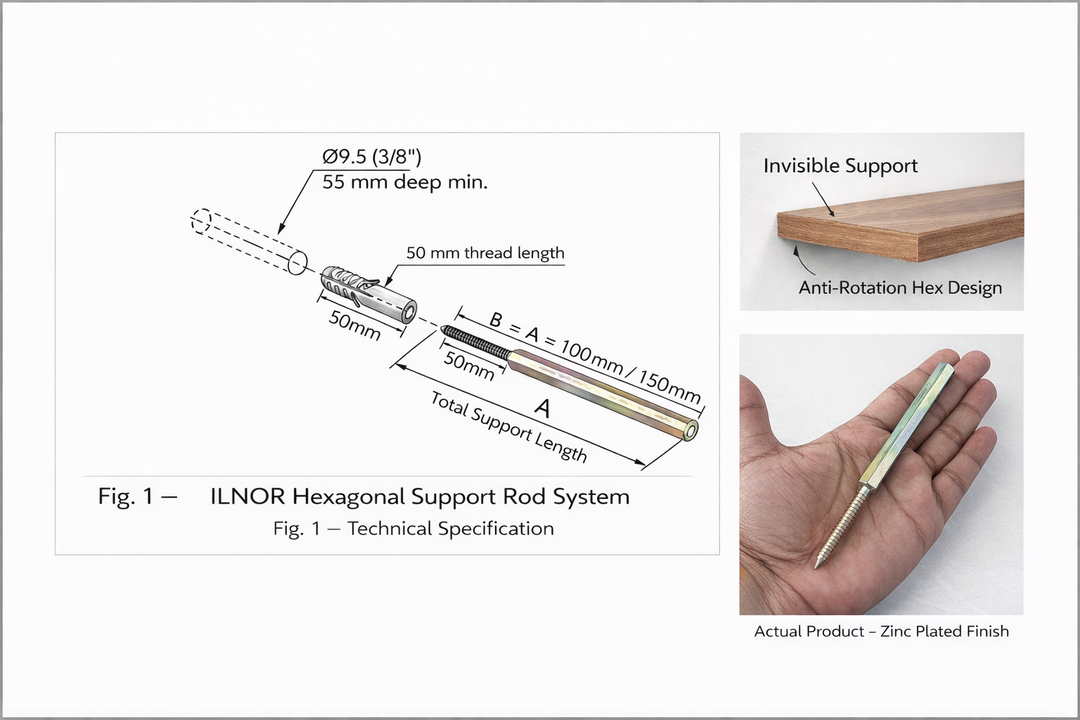 ILNOR Hexagonal Support Rod Brackets - 100mm