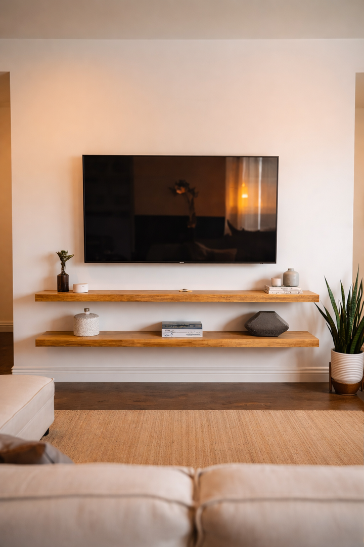 Duo Floating TV Unit – Dual Shelf (4 feet each) System - Natural