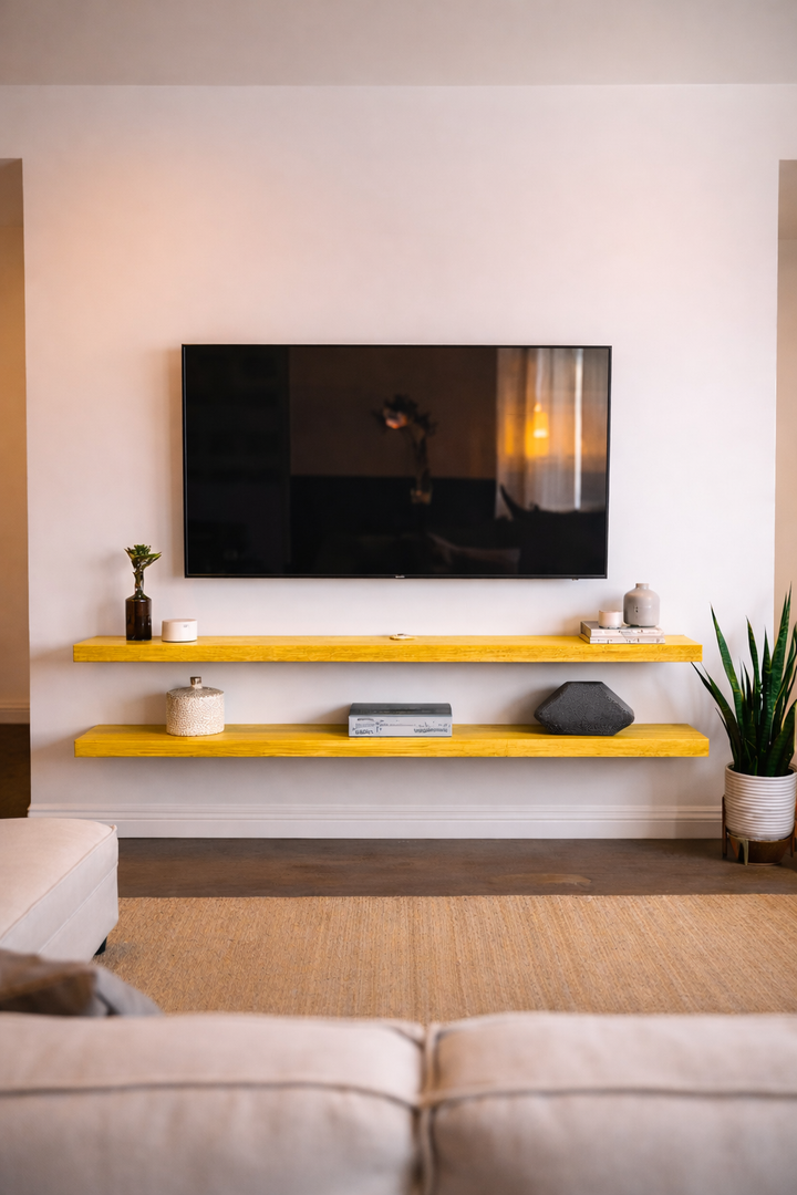 Duo Floating TV Unit – Dual Shelf (4 feet each) System - Yellow
