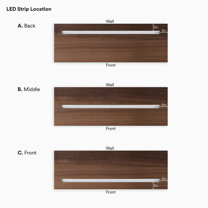 LED Solid Wood Floating Shelf-Walnut