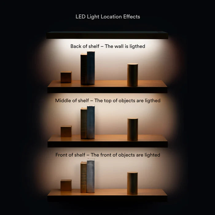 LED Solid Wood Floating Shelf- White