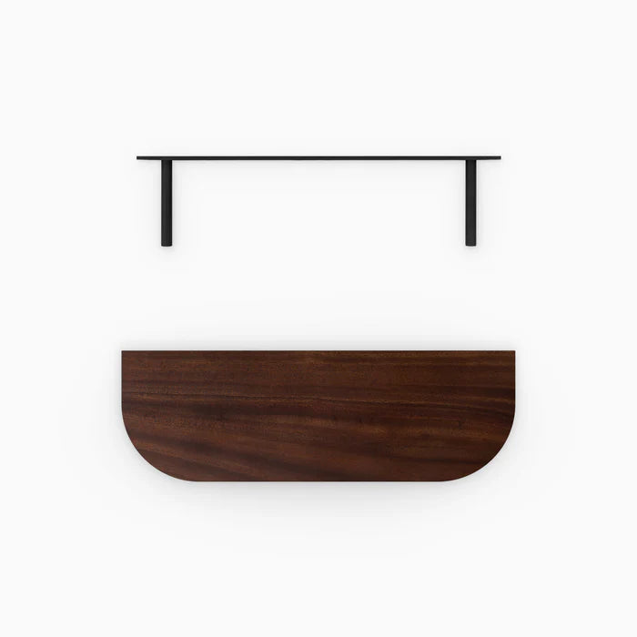 Radial Wood Floating Shelf- Walnut