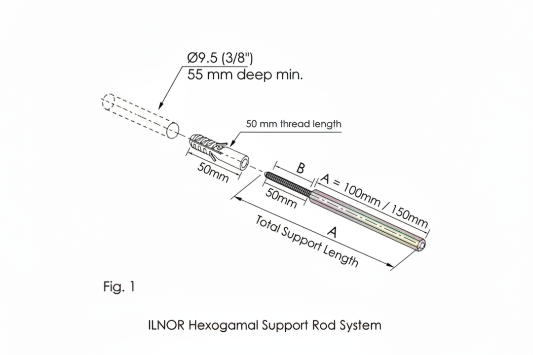 ILNOR Hexogamal Support Rod System Technical Diagram