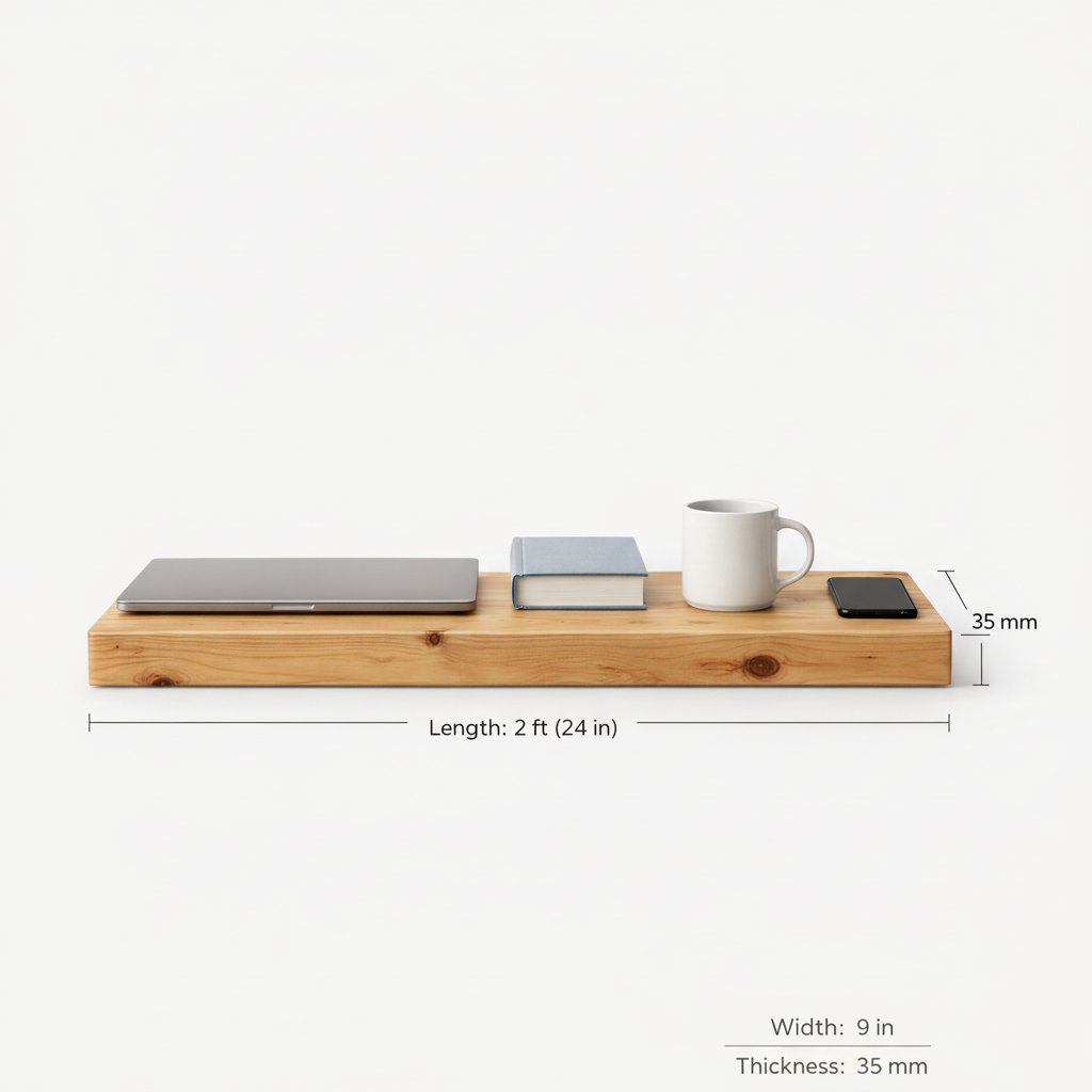 Floating Shelf – 2 Feet Single Shelf (Natural)