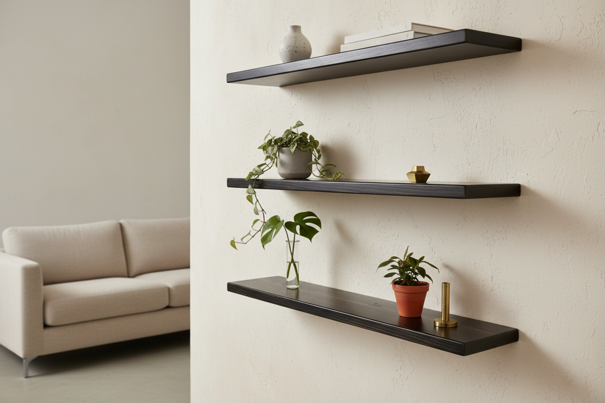 Premium three-shelf floating wall unit hero banner